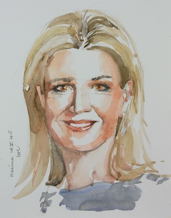 Aquarelportret in aquarel en conté van H.K.H. Maxima 2018