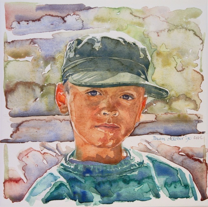 Kinderportret in aquarel van Daan Cool 1990