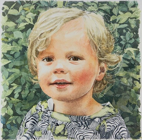 Kinderportret Teun - Aquarel 2015